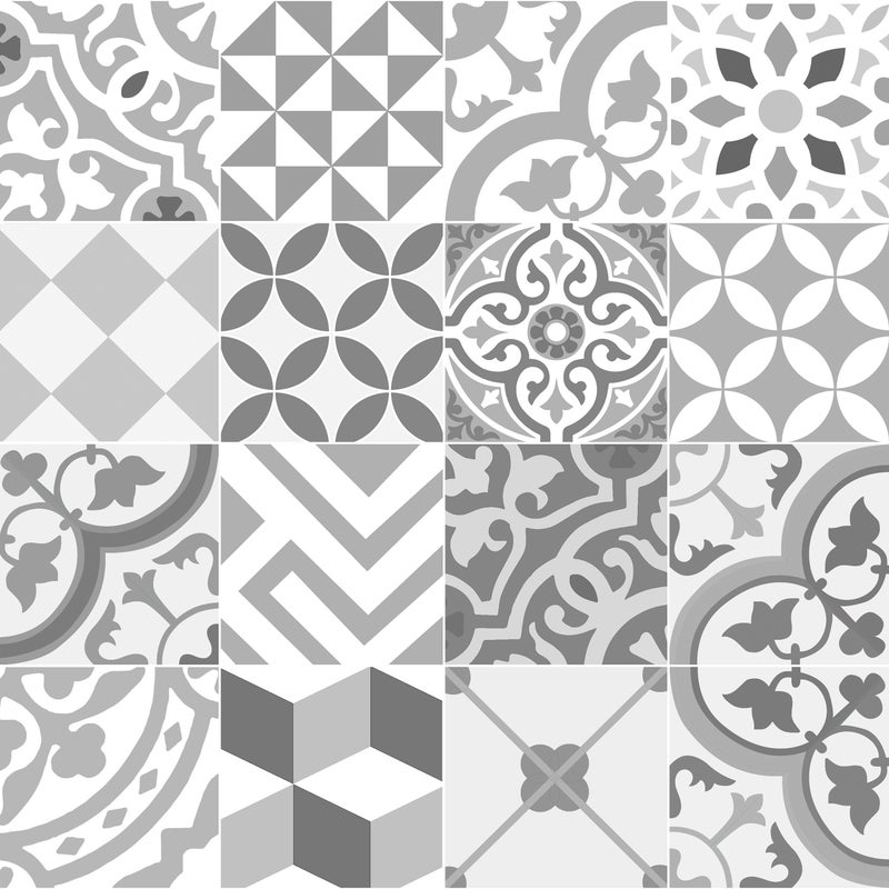 Dywan winylowy Collage szary 66x100 cm - antypoślizgowy PVC, winyl do kuchni lub salonu, zmywalny, wodoodporny, styl hydrauliczny