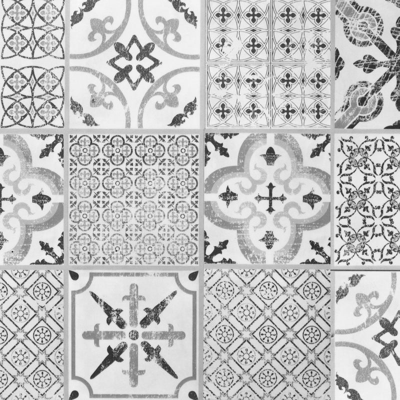 Dywanik winylowy Collage vintage szary 50x100 cm - PVC antypoślizgowy, winylowy do kuchni lub salonu, zmywalny, wodoodporny, szary