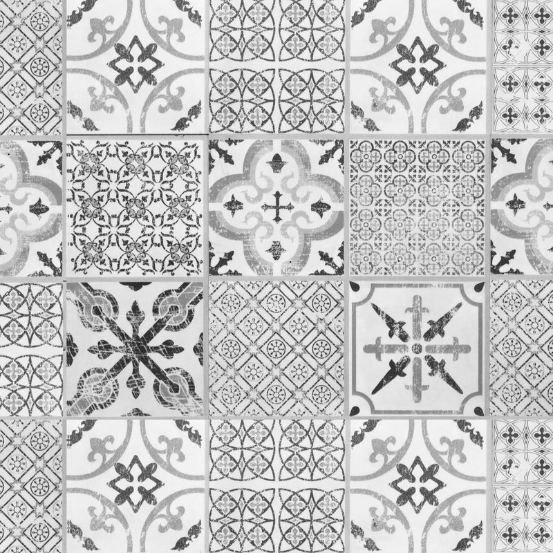 Dywan winylowy Collage vintage szary 66x250 cm - PVC antypoślizgowy, winylowy do kuchni lub salonu, zmywalny, wodoodporny, szary