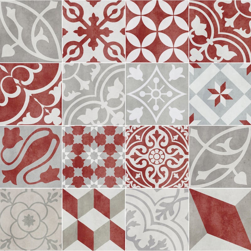 Dywan winylowy antique czerwony 66x100 cm - antypoślizgowy PVC, winylowy do kuchni lub salonu, zmywalny, styl hydrauliczny