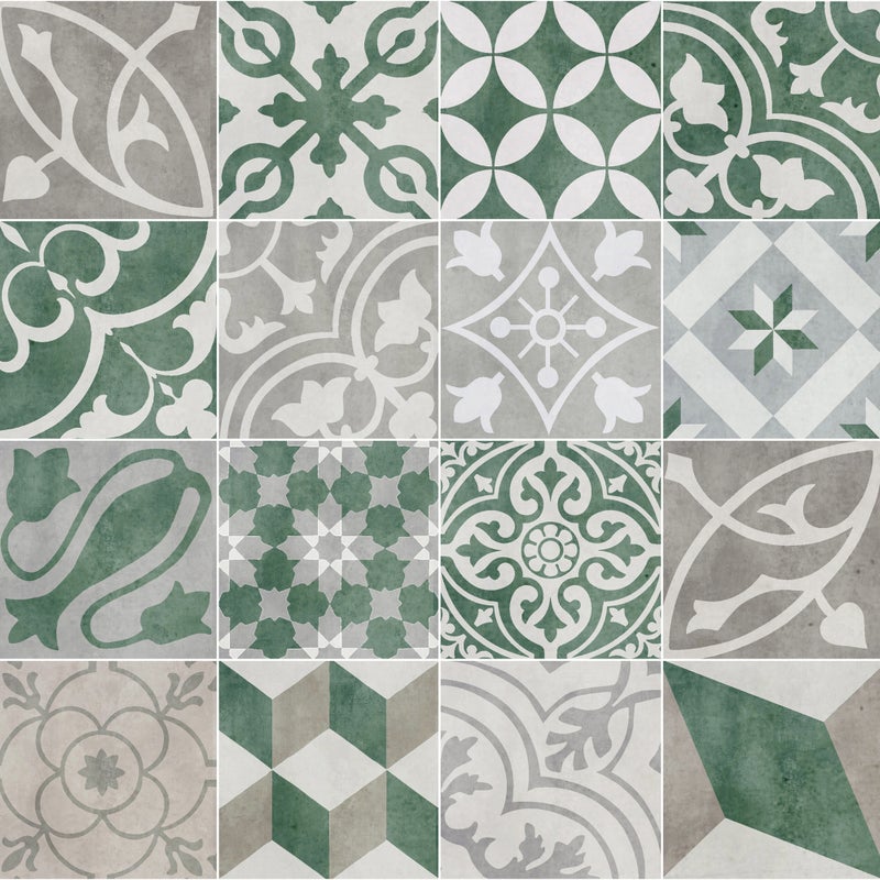 Dywan winylowy antique zielony 66x100 cm - antypoślizgowy PVC, winylowy do kuchni lub salonu, zmywalny, styl hydrauliczny