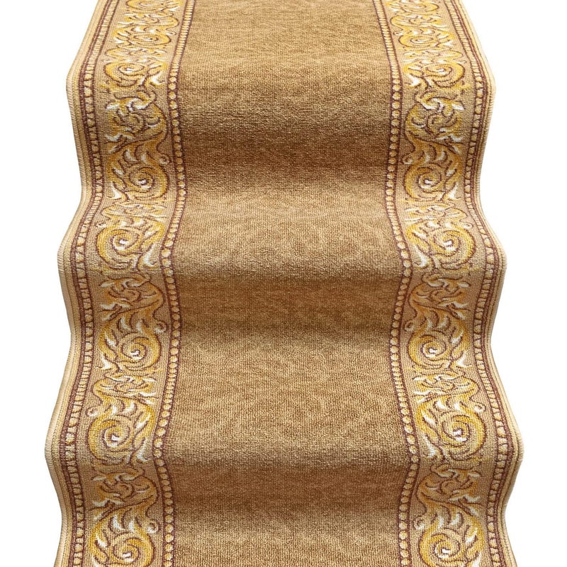 Biegacz Schodowy 67x400 cm 100% Made in Italy Burta Korytarz Kroki Zygzak Beżowy