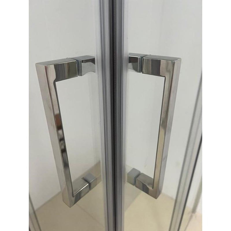 Brodzik Vulcano Line Slim Black 95x180 cm + Kabina prysznicowa 95x180 cm z jedną stałą taflą szkła i centralnym otworem z 4 taflami szkła - FRASCIO