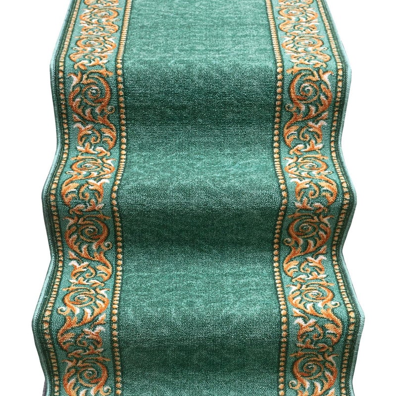 Biegacz Schodowy 67x260 cm 100% Made in Italy Burta Korytarz Kroki Zygzak Zielony