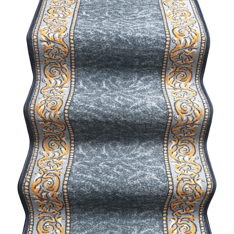 Biegacz Schodowy 67x200 cm 100% Made in Italy Burta Korytarz Kroki Zygzak Szary