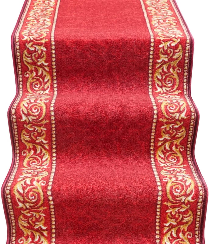 Biegacz Schodowy 67x260 cm 100% Made in Italy Burta Korytarz Kroki Zygzak Burgundowy