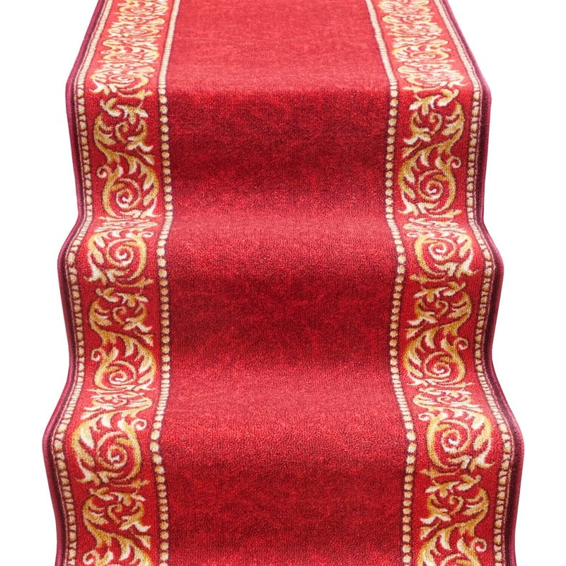 Biegacz Schodowy 67x900 cm 100% Made in Italy Burta Korytarz Kroki Zygzak Burgundowy