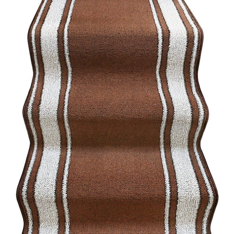 Biegacz Schodowy 67x950 cm 100% Made in Italy Burta Klasyczny Korytarz Kroki Styl Brązowy