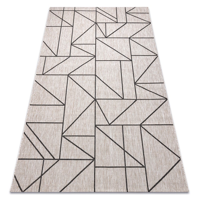 DYWAN SZNURKOWY SIZAL FLOORLUX 20605 srebrny / czarny / beż TRÓJKĄTY, GEOMETRYCZNY 160x230 cm