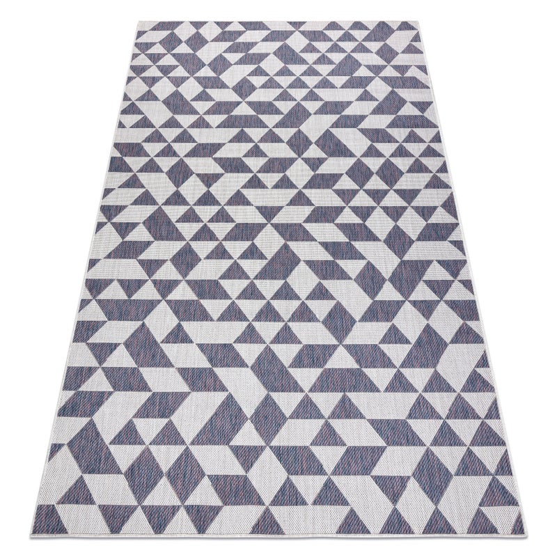 Dywan SZNURKOWY SIZAL SION Geometryczny, Trójkąty 22373 płaskie tkanie ecru / niebieski / róż 200x290 cm