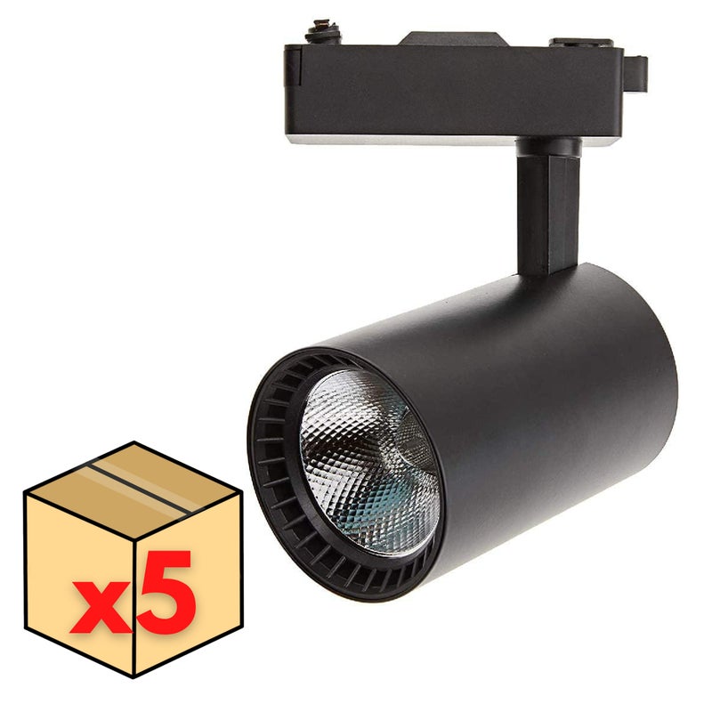 Zestaw x5 reflektorów sufitowych Led Track Light Black 30W, chłodna biel 6000K, 2200 lumenów, 220V 50-60Hz jednofazowy