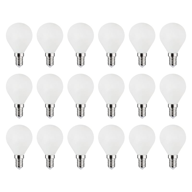 LEXMAN - Opakowanie 18 żarówek LED nieprzezroczystych - E14 - 806LM - 5,9 W, co odpowiada 60 W - Ø 45 mm - 2700 K - Ciepła biel