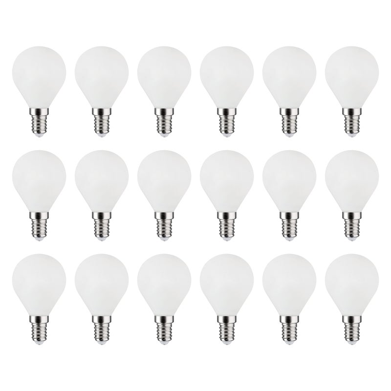 LEXMAN - Opakowanie 18 żarówek LED nieprzezroczystych - E14 - 806LM - 5,9 W, co odpowiada 60 W - Ø 45 mm - 4000 K - Naturalna biel