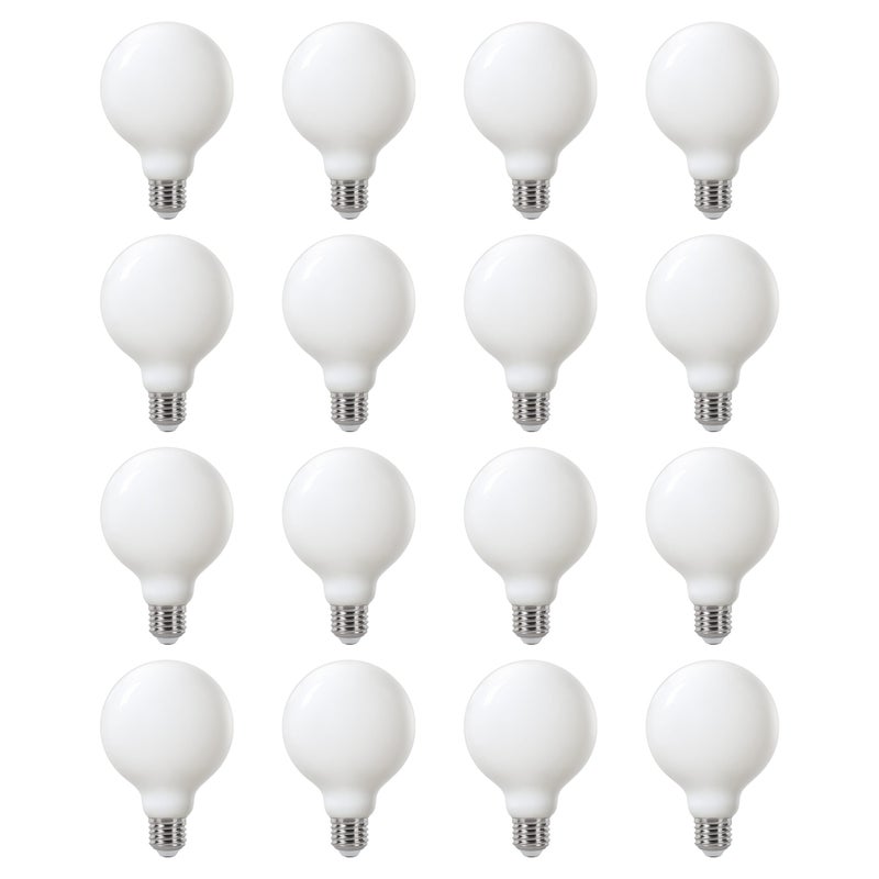 LEXMAN - Opakowanie 16 żarówek LED nieprzezroczystych - E27 - 1055LM - 4,9 W, co odpowiada 75 W - Ø 95 mm - 2700 K - Ciepła biel