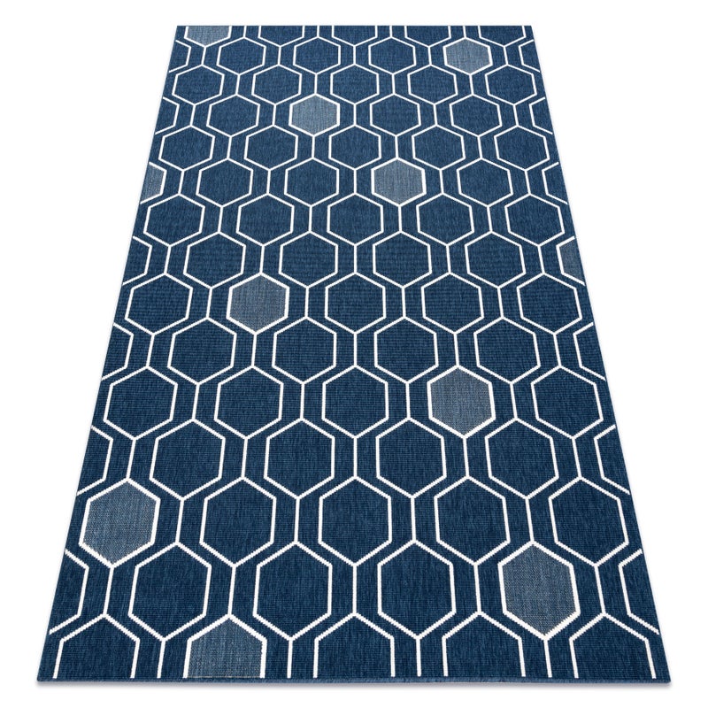 Dywan SPRING 20404994 Hexagon sznurkowy, pętelkowy - niebieski 200x290 cm