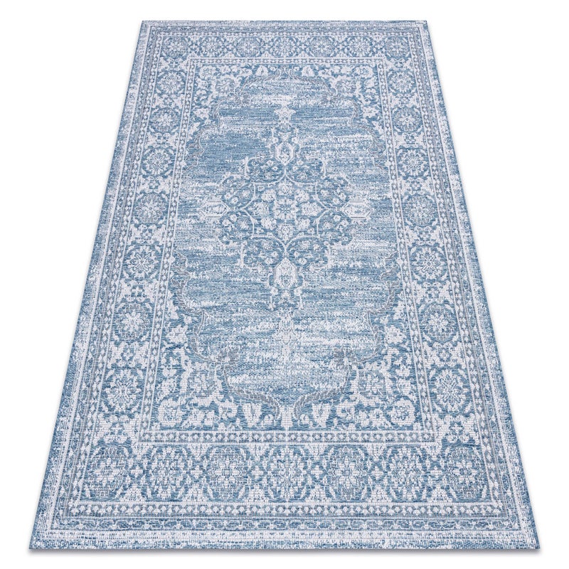 Dywan SZNURKOWY SIZAL LOFT 21213 Ornament niebieski / srebrny / kość słoniowa 60x110 cm