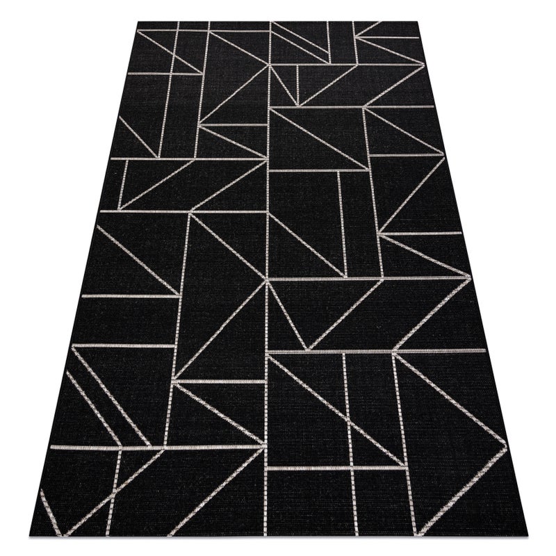 DYWAN SZNURKOWY SIZAL FLOORLUX 20605 black / silver TRÓJKĄTY, GEOMETRYCZNY 240x330 cm