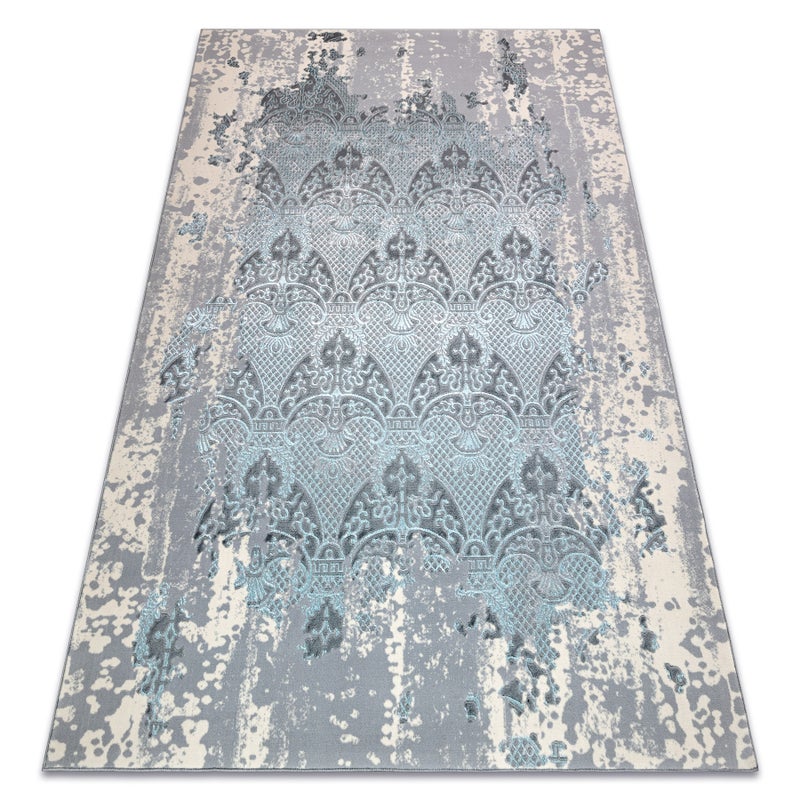 Dywan CORE W3824 Ornament Vintage - Strukturalny, dwa poziomy runa, jasnoniebieski / krem / szary 80x150 cm
