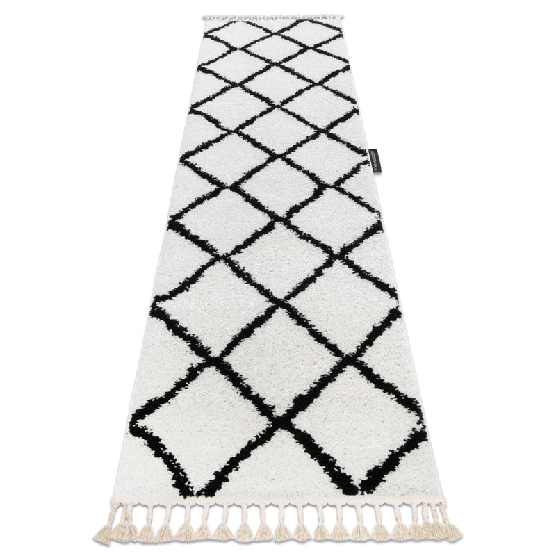 Dywan, Chodnik BERBER CROSS biały - do kuchni, przedpokoju, na korytarz 80x200 cm