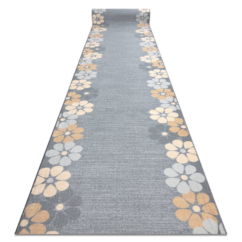 CHODNIK podgumowany MARGARETKA kwiatek, guma szary 133 cm 133x140 cm