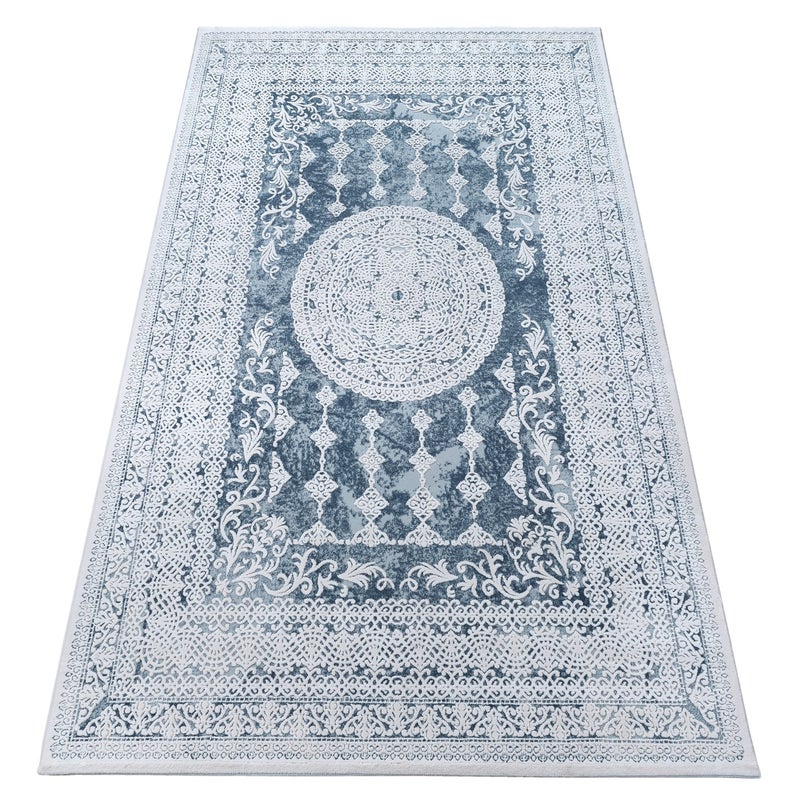 Dywan AKRYL VALENCIA 2328 ORNAMENT niebieski / kość słoniowa 80x150 cm