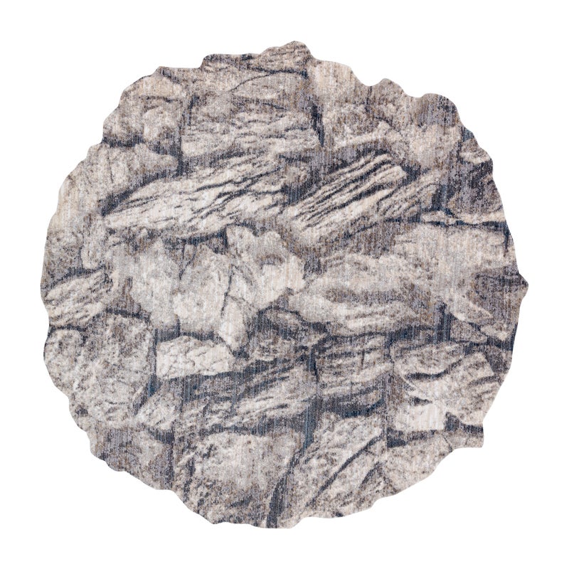 Dywan TINE 75417B Skała, kamień - nowoczesny, nieregularny kształt krem / szary 195x195 cm