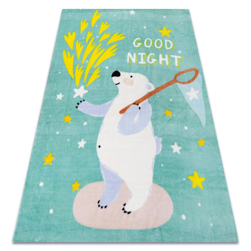 Dywan PLAY Miś gwiazdki G4016-1 zielony antypoślizgowy 140x190 cm