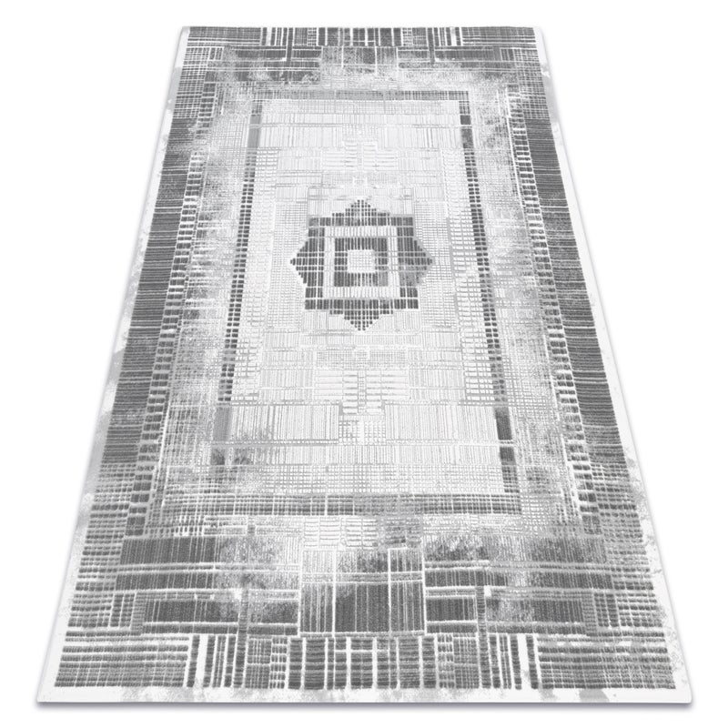 Dywan AKRYL VALS 0W1736 C53 87 Kwadraty paski ciemny szary / jasny szary 240x340 cm