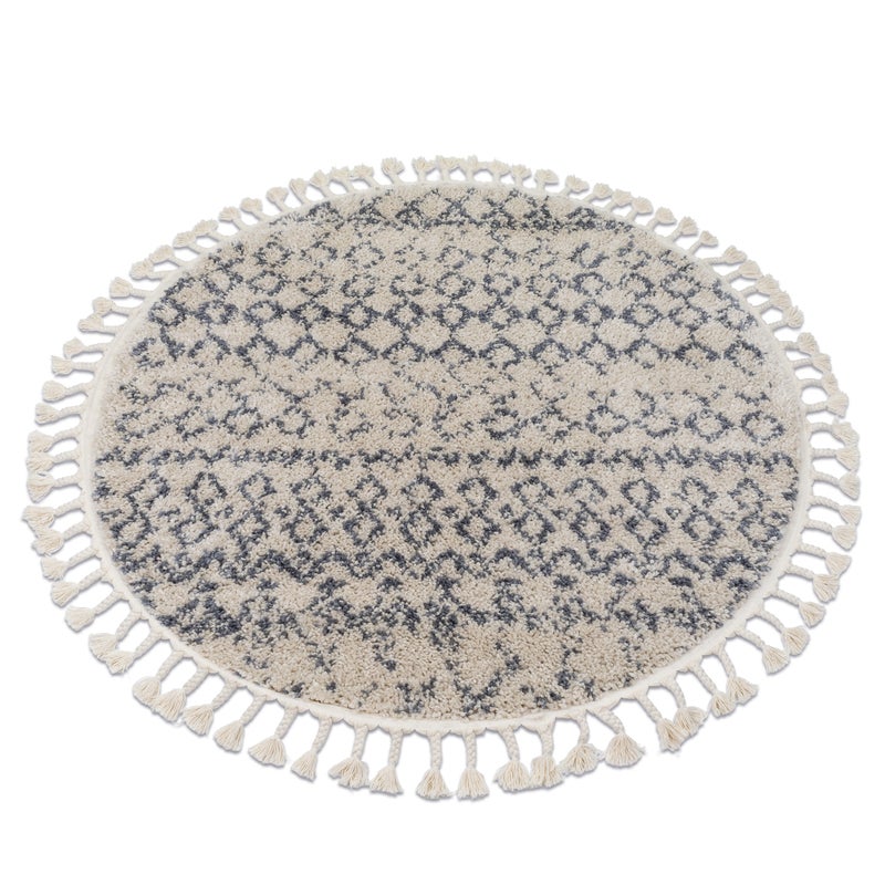 Dywan BERBER AGADIR G0522 koło krem / szary Frędzle berberyjski marokański shaggy koło 120 cm