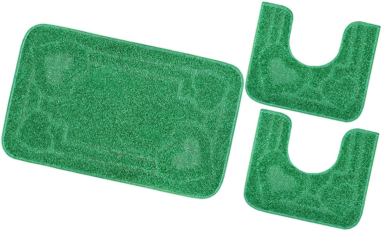 Zestaw 3 dywaników łazienkowych Antypoślizgowy Absorbent Kiery Jednolity Kolor Zielony