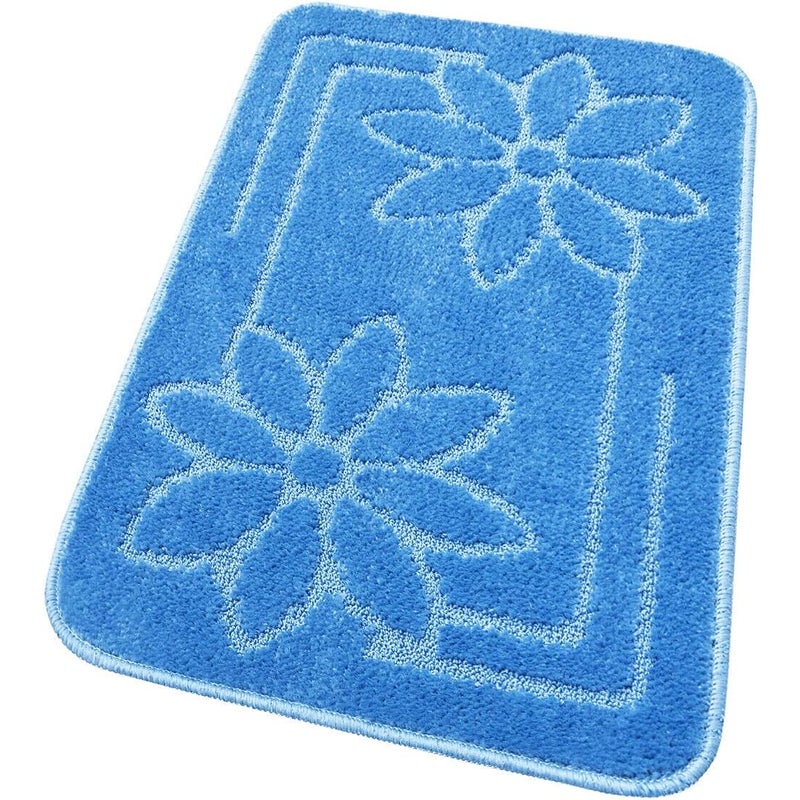 Mata łazienkowa Antypoślizgowy Absorbent 50x110 Cm Stokrotki Jednolity Kolor Błękitny