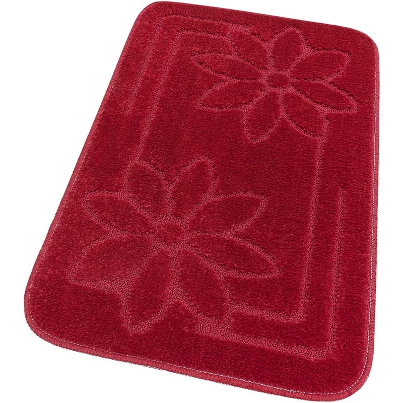 Mata łazienkowa Antypoślizgowy Absorbent 50x110 Cm Stokrotki Jednolity Kolor Czerwony
