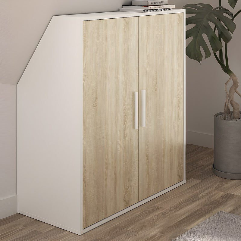 Szafa ze skosem 2-drzwiowa - Kolor biały i naturalny - ADEZIO