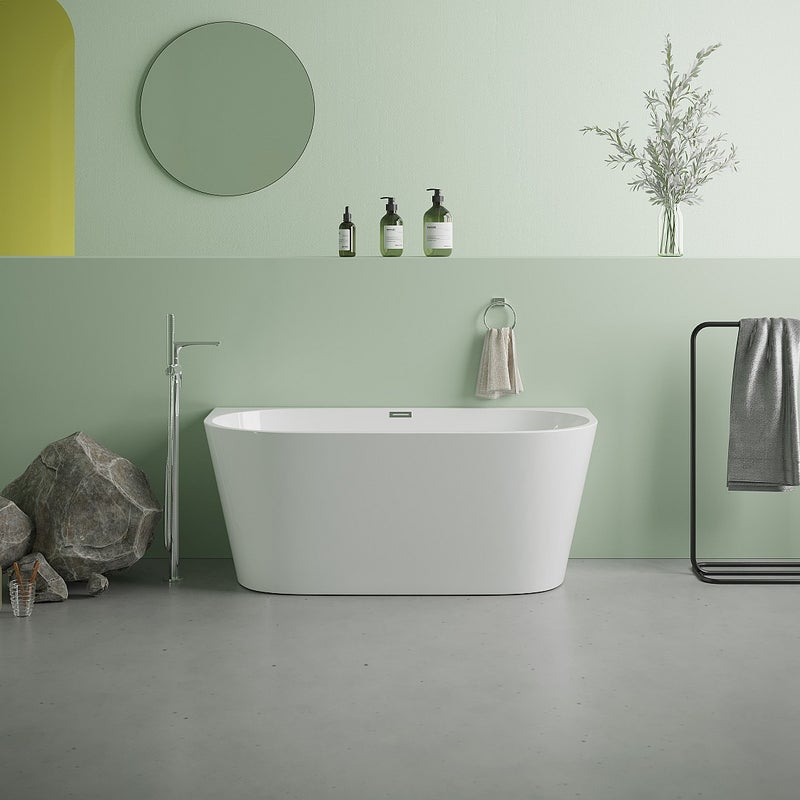 VENTE-UNIQUE Wanna półwolnostojąca - 175L - 130 x 71,5 x 58 cm - Biały - Akryl - DIVINA