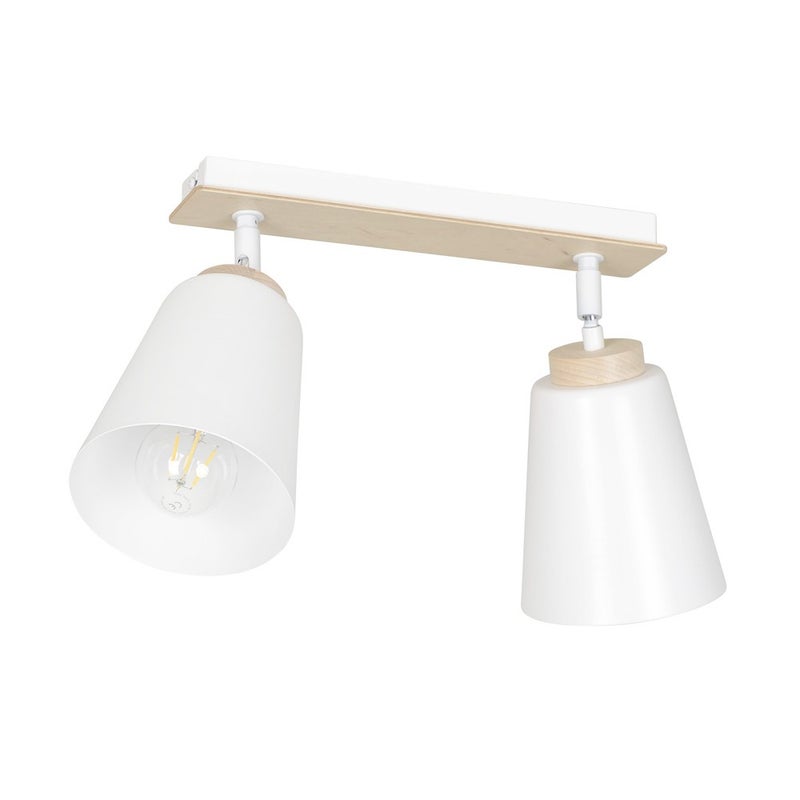 Lampa sufitowa Tasla z 2 regulowanymi kloszami biała i drewniana Nordic 2xE27