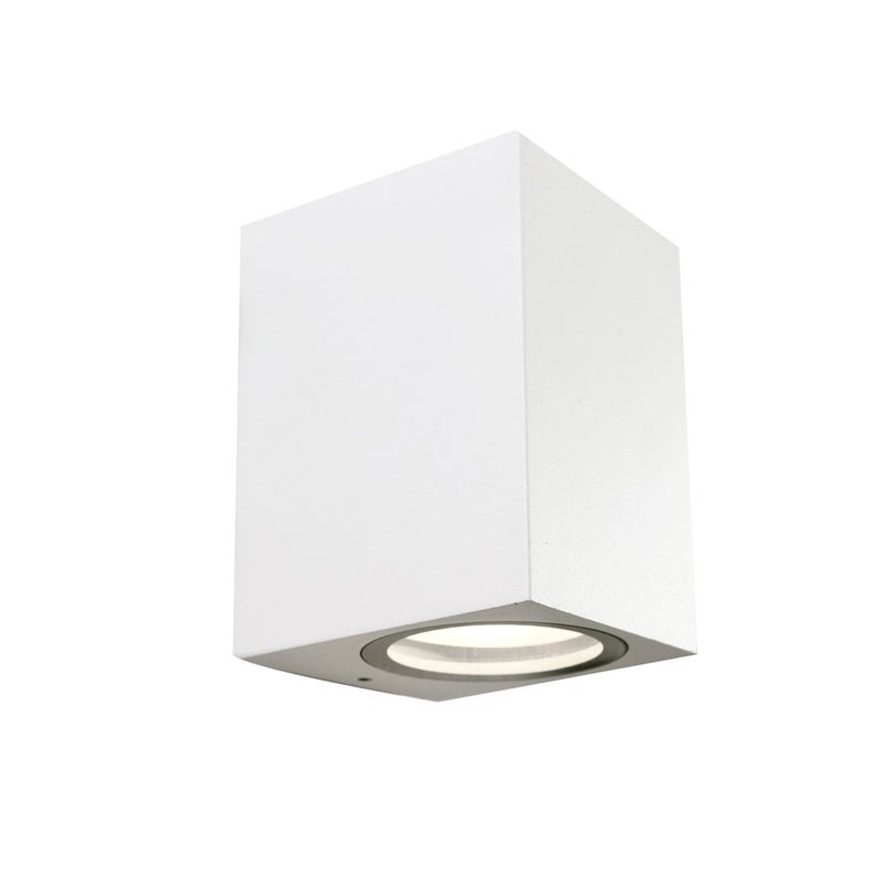 Klasyczna prostokątna zewnętrzna lampa ścienna biała 1xGU10 IP44