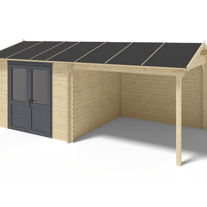 Domek ogrodowy 17,40 m2 - 5,79x3 m - 28 mm, drewniany, DOM639, 1szt.