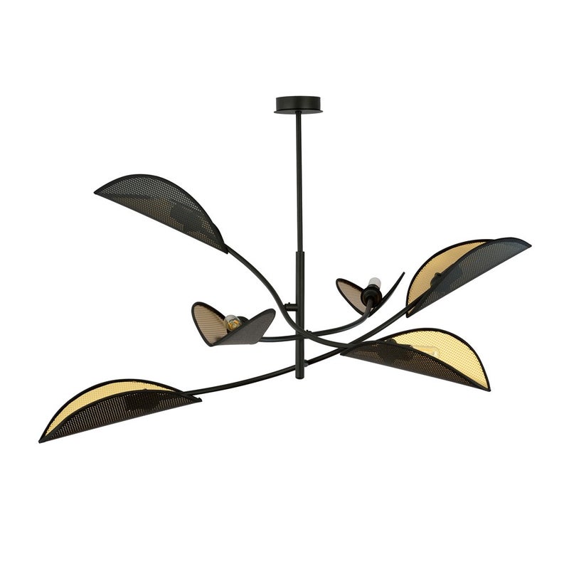 Żyrandol Flik czarny 6 świateł w kształcie liścia 6xE14 ø102 cm