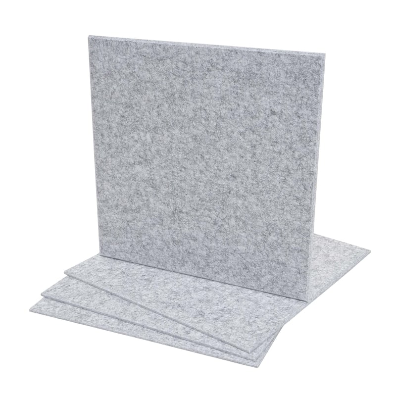 Zestaw 4 akustycznych paneli ściennych HWC-L52, akustyczne panele ścienne, dźwiękochłonne 1sqm powierzchni 50x50cm ~ jasnoszary