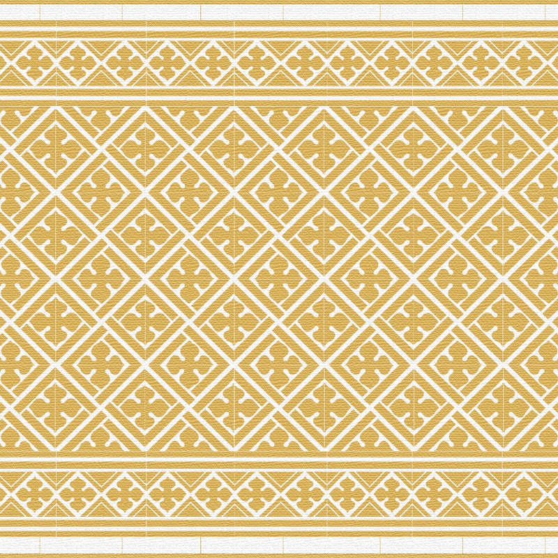 Dywan winylowy Palace mustard 66x100 - antypoślizgowy PVC, winylowy do kuchni lub salonu, zmywalny, styl hydrauliczny