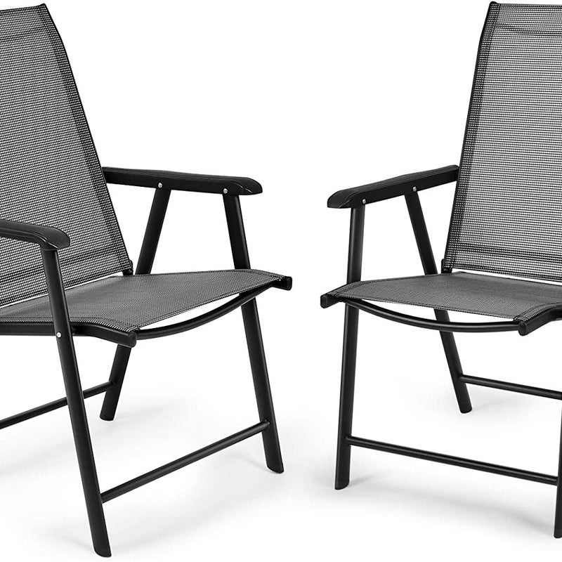 Zestaw 2 krzeseł ogrodowych, składane krzesło tarasowe, do 110 kg, krzesło kempingowe, składane krzesło tarasowe, krzesło z oparciem, do ogrodu