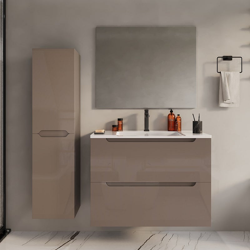 Szafka pod umywalkę wisząca - Kolor taupe - 80 cm - STEFANIE