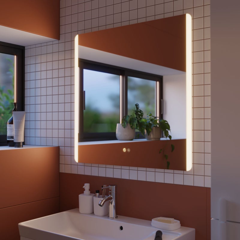 Lustro podświetlane prostokątne, proste, szer. 70 x wys. 70 cm