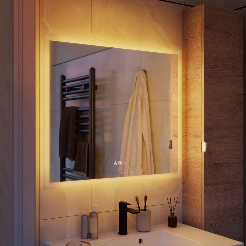 Lustro podświetlane prostokątne Neo line szer. 80 x wys. 70 cm