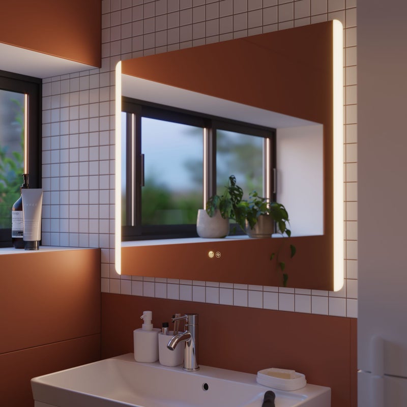 Lustro prostokątne LED EASY - 80 x 70 cm - przeciwmgielne - ściemnialne 4000K - SENSEA