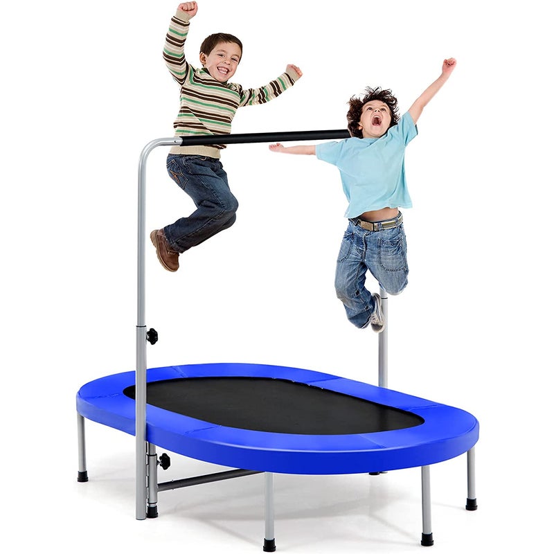 Trampolina dla 2 osób z uchwytem o regulowanej wysokości, mini trampolina obciążająca do 150 kg, trampolina ogrodowa dla dzieci i dorosłych