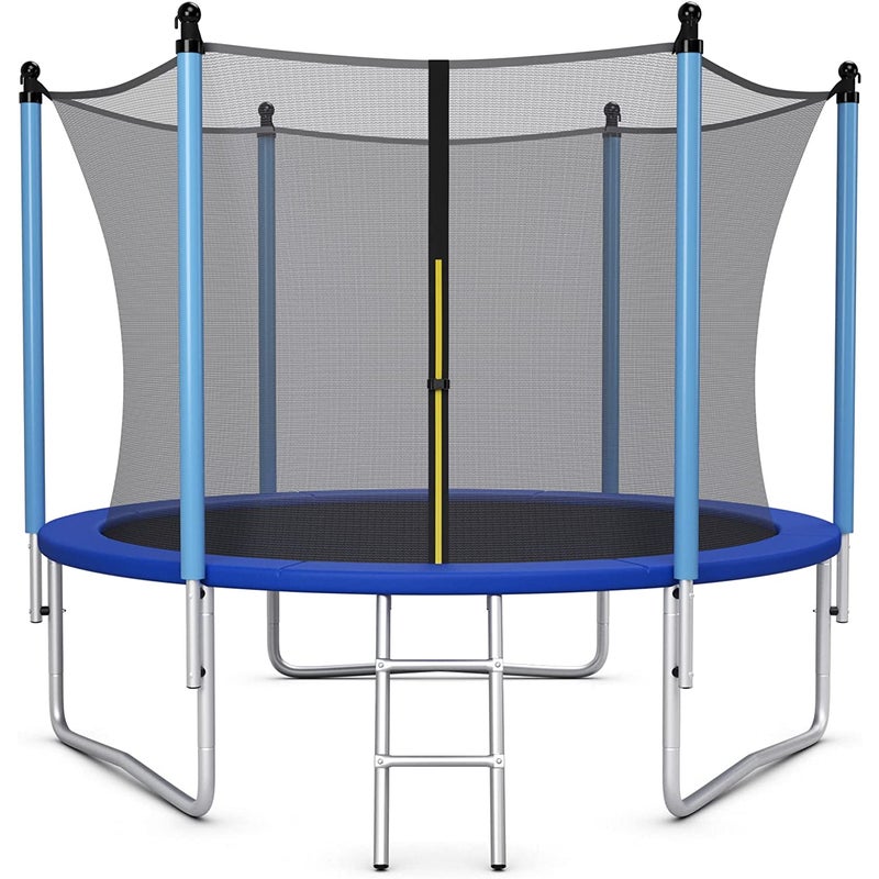 Ø 244/305/366/427 cm, trampolina ogrodowa, certyfikat GS, trampolina dziecięca z drabinką, siatką zabezpieczającą i osłoną krawędzi, (Ø 305 cm)