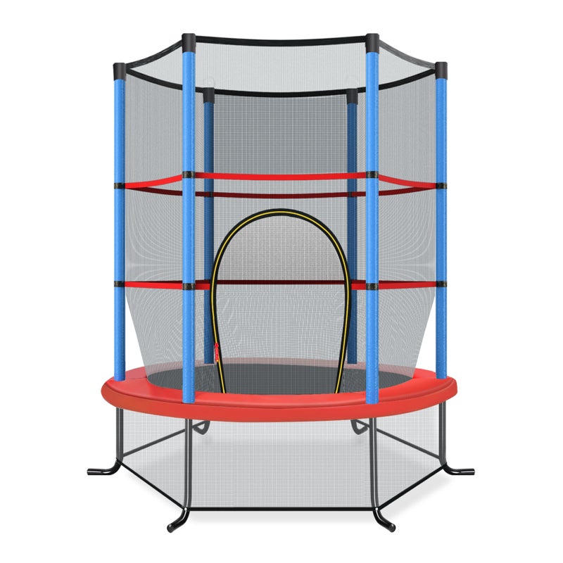Trampolina ogrodowa o średnicy 165 cm z siatką zabezpieczającą, obciążenie do 135 kg, trampolina do użytku wewnątrz i na zewnątrz, (niebieska, )