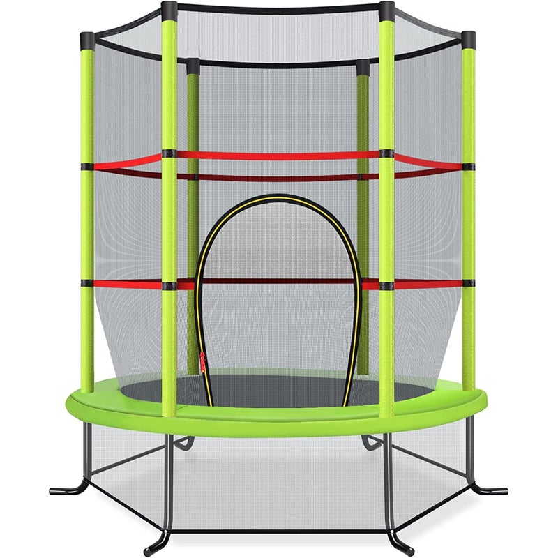 Trampolina ogrodowa, ø165 × 1,60h cm z siatką zabezpieczającą, podporami sprężynowymi i konstrukcją
