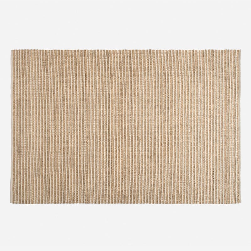 Dywan prostokątny Ines jasny 200x300 cm Podstawa z juty z jasnymi liniami